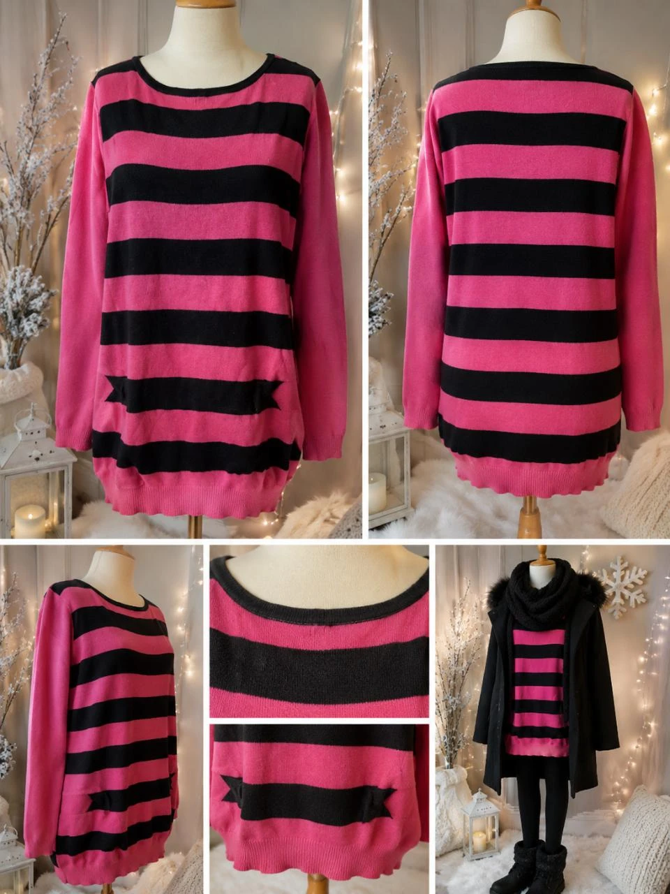Pull couleur noir / rose taille 48/50 bpc